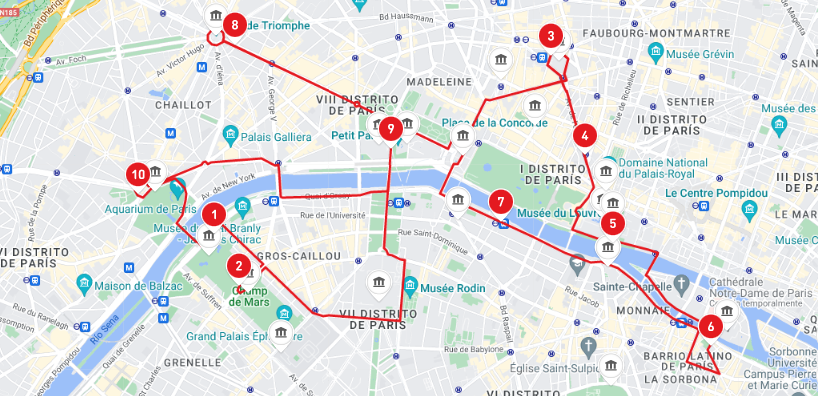 mapa bus turistico paris